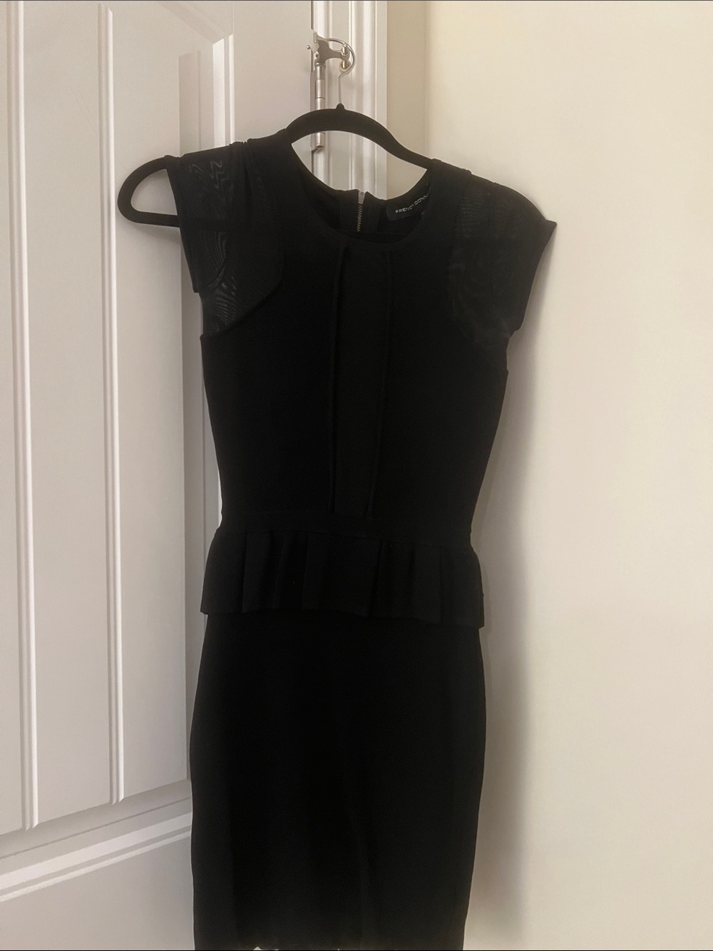 French Connection Black Peplum Sheath Midi Dress